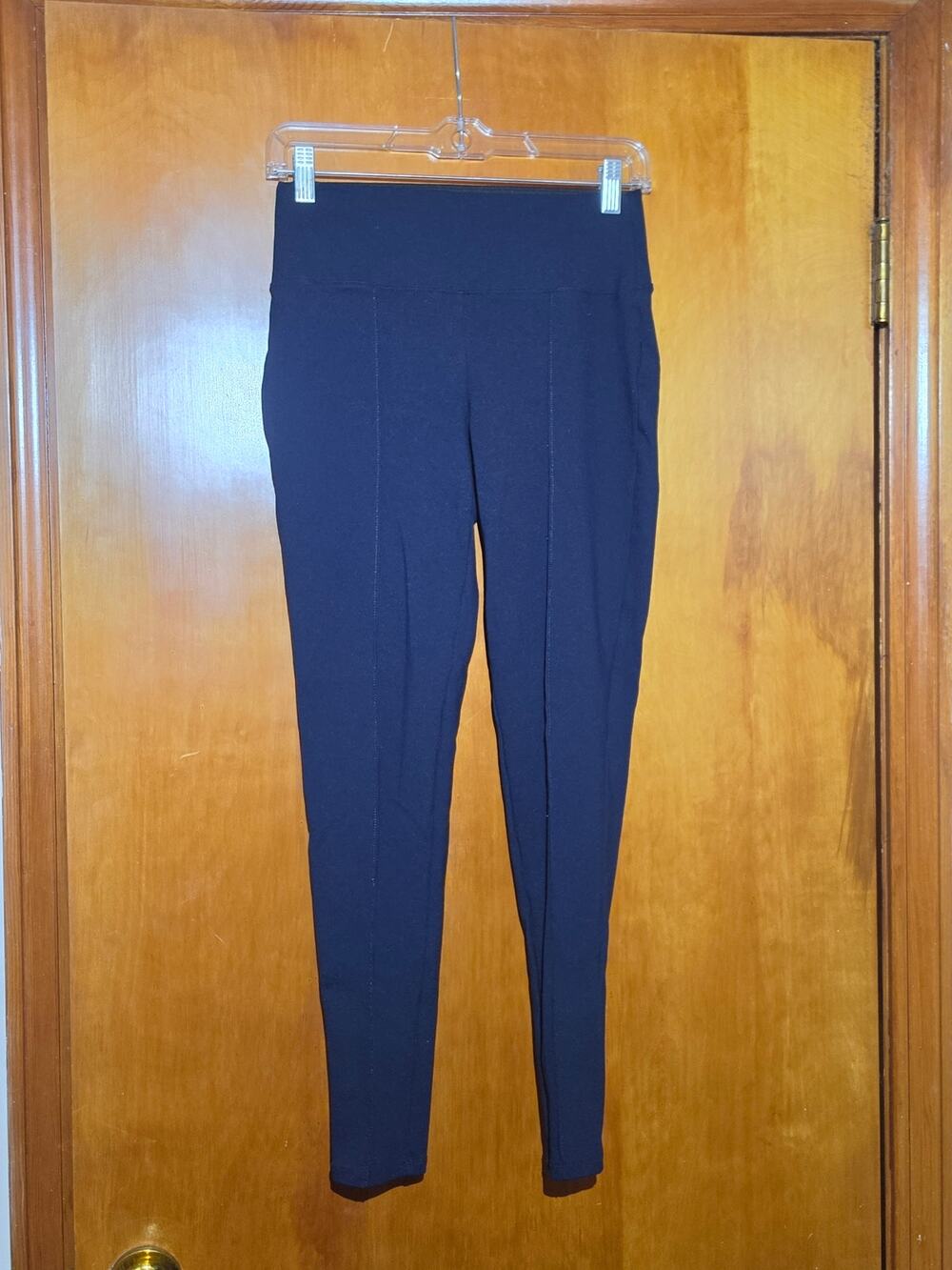 Nine West Women Small Navy Blue High Rise Front Seam Stretch Ponte Knit Leggings